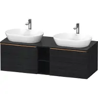 Duravit D-Neo Konsolenwaschtischunterbau wandhängend (Ausschnitt beitseitig), 1400x459x550mm, 2 Auszüge, 2 offene Fächer, mit Griff Bronze gebürstet, DE4950B04160000, Farbe: Eiche Schwarz Dekor
