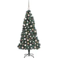 vidaXL Künstlicher vorbeleuchteter Weihnachtsbaum mit Kugelset Grün