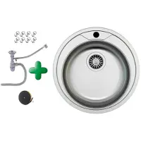 Faizee Home Edelstahlspüle Ø51 cm Rund Einbauspüle Küchenspüle inkl. Siphon-Set