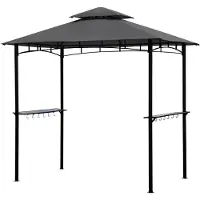 Sekey Grillpavillon BBQ Pavillon Gartenpavillon Balkonpavillon Grillzelt UV50+ mit Ablagen Doppeldach 245 x 150 x 250 cm