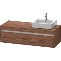 Duravit Ketho Konsolenwaschtischunterbau wandhängend, 1400x426x550 mm, 2 Auszüge, für Aufsatzbecken, Position rechts, KT6697R2121, Farbe: Nussbaum Dunkel Dekor