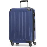 Hauptstadtkoffer - Alex - Hartschalen-Koffer erweiterbarer Trolley glänzende Hartschale Aufgabegepäck Rollkoffer Reisekoffer, 65 cm, 74 Liter,Dunkelblau