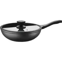 Pintinox Wok "Pro" Aluminium 3-lagige Antihaftbeschichtung, Ø 30 cm, inkl. Deckel, Induktion