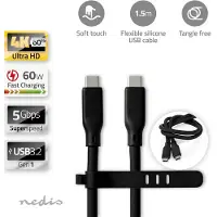 Nedis CCGB64800BK15 USB-Kabel USB-C Stecker beidseitig 60 W 5 Gbps 1,5 m Schwarz