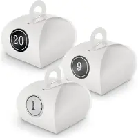 Itenga Adventskalender zum Füllen 24x Box mit Griff WEISS + Sticker V10 Z04