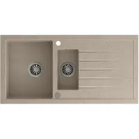 Sapho Einbau-Granitspüle mit Abtropffläche und Restebecken, 100x50cm, beige