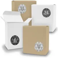Itenga Adventskalender zum Füllen 24x Quader gemischt WEISS BRAUN + Sticker V09 Z25