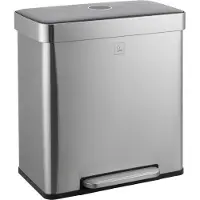 SVITA LT2X30 Mülleimer 60l Treteimer 2 Fächer mit Deckel Silber