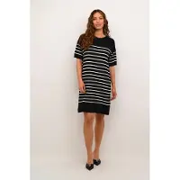 Kaffe Midikleid "Kleid KAlizza", Damen, Gr. XS, N-Gr, blau (midnight, turtledove stripe), Obermaterial: 80% Viskose CV. 20% Nylon NY., Kleider Midikleid
