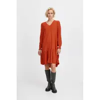 Ichi Midikleid "Damen Kleid IHCALOVA", Damen, Gr. 38, N-Gr, rot (rooibos tea), Obermaterial: 100% Viskose CV., Kleider Midikleid