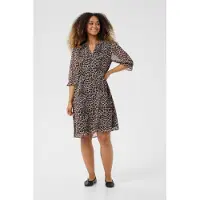 Cream Midikleid "Kleid CRYuna", Damen, Gr. 38, N-Gr, beige (natrual animal spots), Obermaterial: 100% Polyester PES., Kleider Midikleid