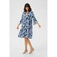 Kaffe Midikleid "Damen Kleid KAedita", Damen, Gr. 38, N-Gr, blau (blau flower print), Obermaterial: 100% Viskose LENZING ECOVERO CV LenzEcov., Kleider Midikleid