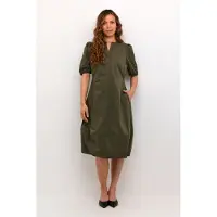 Culture Midikleid "Damen Freizeitkleid CUANTOINETT", Damen, Gr. S, N-Gr, grün (burnt olive), Obermaterial: 65% Baumwolle CO. 33% Polyester PES. 2% Elasthan EL., Kleider Midikleid