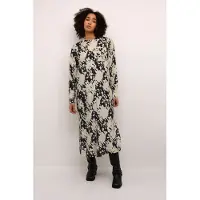 Kaffe Midikleid "Damen Kleid KAlouise", Damen, Gr. 40, N-Gr, schwarz (schwarz, sand graphic cloud), Obermaterial: 80% Viskose CV. 20% Polyamid PA., Kleider Midikleid