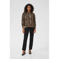 Kaffe Langarmbluse "Damen Langarm-Bluse KAhannah", Damen, Gr. 40, beige (naturel leopard print), Obermaterial: 80% Viskose CV. 20% Polyamid PA., Blusen Langarmbluse