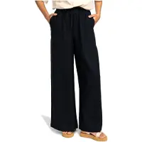 Roxy Relaxhose "Lekeitio Break Mid", Damen, Gr. XS, grau (anthrazit), Obermaterial: 55% Leinen, 45% Viskose;, Hosen Relaxhose