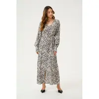 Kaffe Midikleid "Damen Kleid KAjodie", Damen, Gr. 36, N-Gr, schwarz (schwarz oyster, moonstruck animal), Obermaterial: 80% Viskose CV. 20% Polyamid PA., Kleider Midikleid
