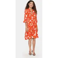 Saint tropez Midikleid SAINT TROPEZ "Damen Kleid EdaSZ", Damen, Gr. S, N-Gr, rot (poinciana water blooms), Obermaterial: 100% Viskose LENZING ECOVERO CV LenzEcov., Kleider Midikleid