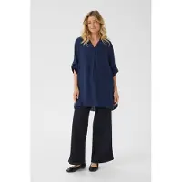 Cream Midikleid "Kleid CRWilma", Damen, Gr. 40, N-Gr, blau (marineblaus), Obermaterial: 45% Viskose CV. 37% Lyocell CLY. 18% Nylon NY., Kleider Midikleid