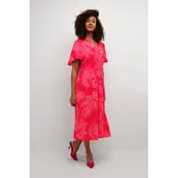 Culture Midikleid "Damen Kleid CUpolly", Damen, Gr. M, N-Gr, rot (rot, pink paisley), Obermaterial: 100% Viskose LENZING ECOVERO CV LenzEcov., Kleider Midikleid