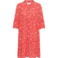 Kaffe Midikleid "Damen Kleid KAellen", Damen, Gr. 40, N-Gr, rot (poppy rot chalk flower), Obermaterial: 100% Viskose LENZING ECOVERO CV LenzEcov., Kleider Midikleid