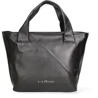 John Richmond Damen Schultertasche, Schwarz, Leder, Modell "Sauvage", mit Reißverschluss, verstellbarer Trageriemen, hergestellt in Italien