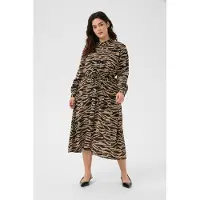 KAFFE CURVE Midikleid "Damen Kleid KColivia", Damen, Gr. 52, N-Gr, schwarz (schwarz deep, nomad print), Obermaterial: 50% Viskose CV. 50% Viskose LENZING ECOVERO CV LenzEcov., Kleider Midikleid