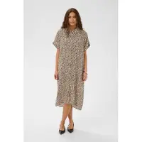 Culture Midikleid "Damen Kleid CUelina", Damen, Gr. XL, N-Gr, beige (light leopard), Obermaterial: 100% Baumwolle CO., Kleider Midikleid