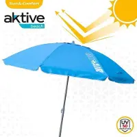 Markenlos Strandparasol winddicht - robust mit kippbarem Mast - blau