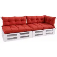 VBChome Palettenkissen 120x80 120x40 70x40 cm Europaletten Möbel Palettenauflage Garten Balkon 12 Farben mit Schaumstoffflocken Füllung Rot 5-TLG Set