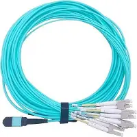 Elfcam - MPO LWL-Kabel Female zu 4 LC/UPC Duplex 8 Fasern OM3 Multimode 50/125um Breakout-Kabel (5m)