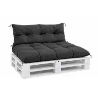 VBChome Palettenkissen 120x80 120x40cm für Europaletten Möbel Palettenauflage Garten Balkon 12 Farben mit Schaumstoffflocken Füllung Graphit 2-TLG Set