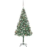 Syfax Künstlicher Weihnachtsbaum mit Beleuchtung Kugeln Zapfen 180 cm