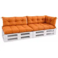 VBChome Palettenkissen 120x80 120x40 70x40 cm für Europaletten Möbel Palettenauflage Garten 12 Farben mit Schaumstoffflocken Füllung Orange 5-TLG Set