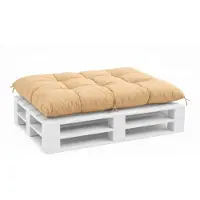 VBChome Palettenkissen für Europaletten Möbel Palettenauflage Garten Balkon 12 Farben mit Schaumstoffflocken Füllung Beige Sitzkissen 120 x 80 cm