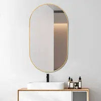 Aiorber Wandspiegel 50x70 cm oval, Bogenspiegel Badspiegel mit Goldrahmen, Dekospiegel für Bad Flur Schlafzimmer, Gold