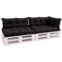 VBChome Palettenkissen 120x80 120x40 70x40 cm für Europaletten Möbel Palettenauflage Garten 12 Farben mit Schaumstoffflocken Füllung Schwarz 5-TLG Set