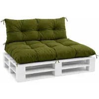 VBChome Palettenkissen 120x80 120x40 cm für Europaletten Möbel Palettenauflage Garten Balkon 12 Farben mit Schaumstoffflocken Füllung Olive 2-TLG Set