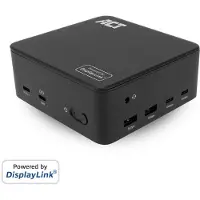 ACT Universelle USB-C-Dockingstation 4K, für 3 HDMI-/DisplayPort-Monitore, DisplayLink, Kabelgebunden, USB 3.2 Gen 2 (3.1 Gen 2) Type-C, 100 W, 3,5 mm, 100,10,1000 Mbit/s, Schwarz
