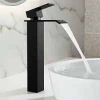 OEM Kalt- und Warmwasserarmatur aus Edelstahl, schwarz, Hochschwengel, quadratischer Drehknopf, Badezimmerarmatur.