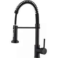 OEM Schwarze Küchenarmatur mit ausziehbarer Auslassstutze | Mischarmatur | Biegsame Schlauchleitung | Mit 60 cm Warm- und Kaltwasseranschlüssen