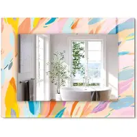 Wallfluent Abstrakte farbige Striche – Rechteckiger Spiegel mit Druck 80x60 cm – Modern - Dekorativ für die Wand