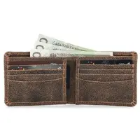 Belveder Geldbörse Echt Leder Geldbeutel Slim-Wallet Kartenfächer Kartenbrieftasche aus braunem Wildleder BW38