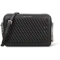Michael Kors Damen Schultertasche aus veganem Leder mit geflochtenem Muster und Kettenband