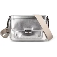Michael Kors Silberne Schultertasche von , aus Polyester, mit magnetischem Verschluss