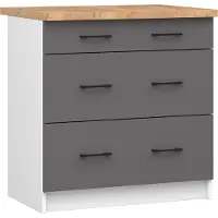 Akord Küchen-Unterschrank mit Arbeitsplatte OLIWIA Weiß, Graphitgrau B80xH85xT46 cm