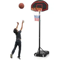 Costway Basketballständer 155 - 210cm höhenverstellbar, Basketballkorb mit Ständer, Basketballanlage rollbar, Korbanlage geeignet für Innen- und Außenbereich