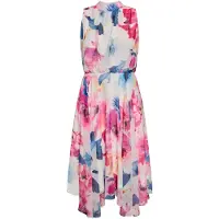 Vera Mont Chiffonkleid "Chiffonkleid ohne Arm", Damen, Gr. 36, EURO, bunt (cream, pink), Kleider Chiffonkleid