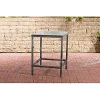 CLP Polyrattan Tisch Alia 5mm I Gartentisch Rundrattan I Bartisch Mit Glasplatte I Gartenmöbel, Farbe: grau-meliert