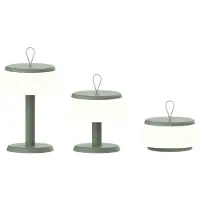 Luxus Europe - Tischlampe Samos 3-in-1 - 2er-Set Altgrün - Kabellose Outdoor-Tischlampe mit verstellbarer Höhe – Wiederaufladbar